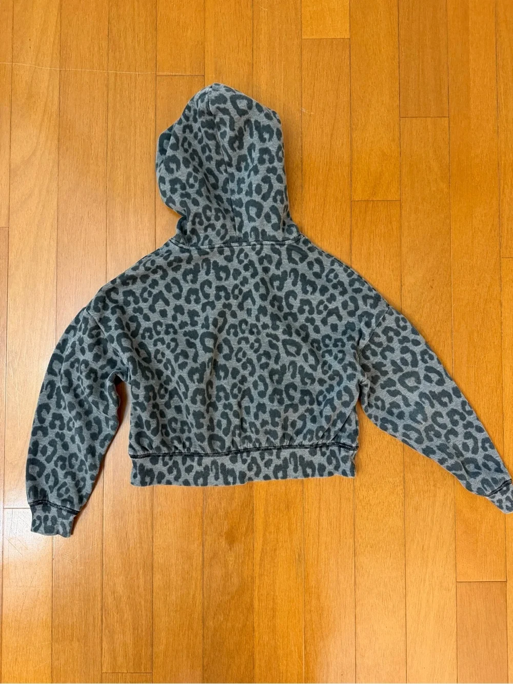 Justice Gray Leopard Jersey Knit Hoodie Pullover